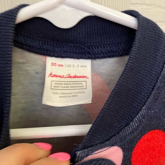 Hanna Andersson Heart Print Footless onesie 0-3 mo - Picture 5 of 6